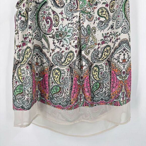 Daniel Rainn Women Sleeveless Paisley Floral Colorful Chiffon Blouse Medium Whit - Picture 11 of 16
